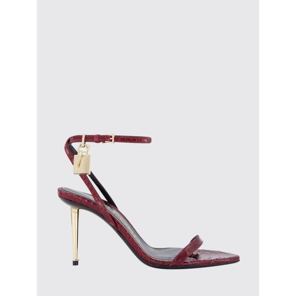 Tom Ford Women Padlock Python Print Leather Sandals Tom Ford